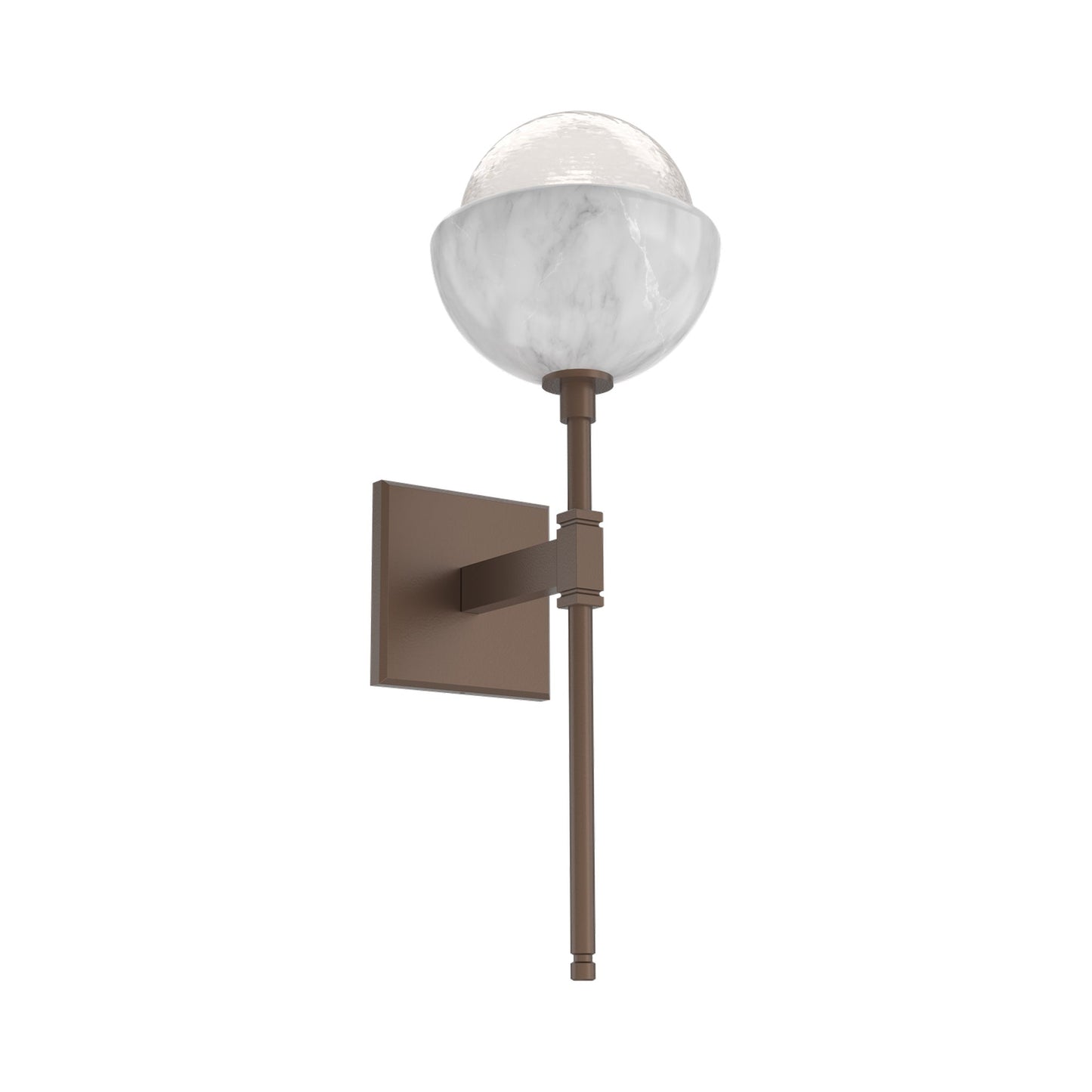 Cabochon Belvedere LED Wall Light in Burnished Bronze/White Blown Glass (White Marble).