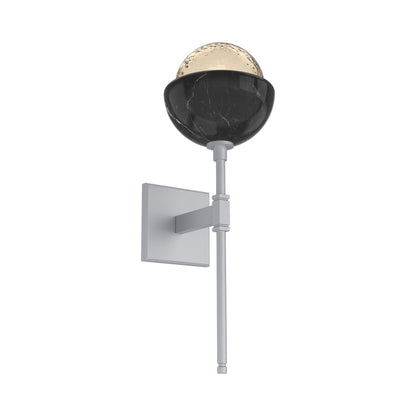 Cabochon Belvedere LED Wall Light in Classic Silver/Amber Blown Glass (Black Marble).