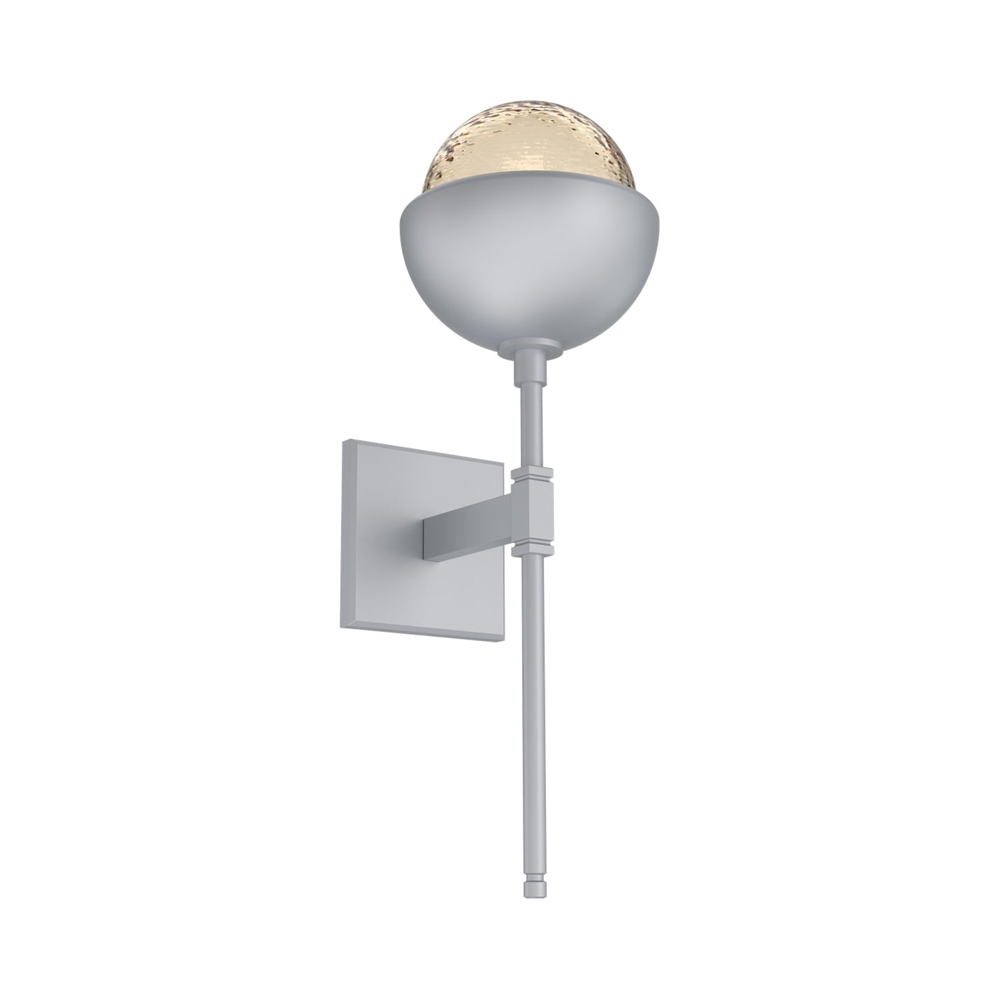 Cabochon Belvedere LED Wall Light in Classic Silver/Amber Blown Glass (Matching Finish).