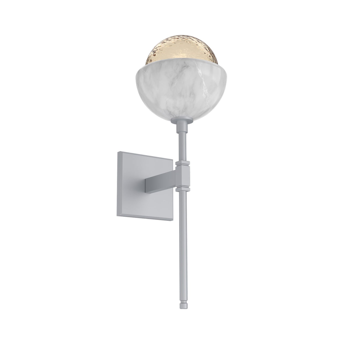 Cabochon Belvedere LED Wall Light in Classic Silver/Amber Blown Glass (White Marble).