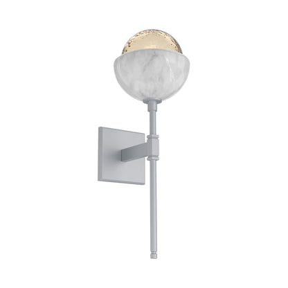 Cabochon Belvedere LED Wall Light in Classic Silver/Amber Blown Glass (White Marble).