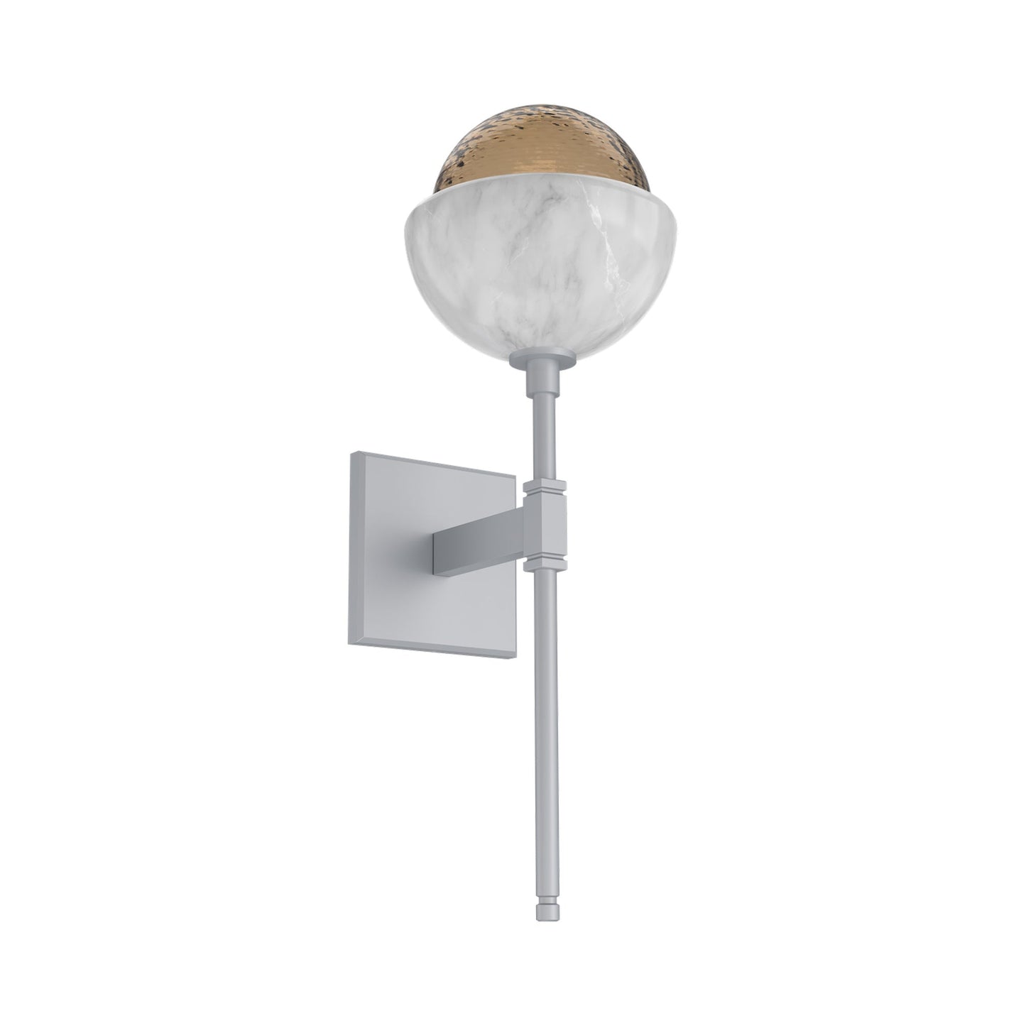Cabochon Belvedere LED Wall Light in Classic Silver/Bronze Blown Glass (White Marble).