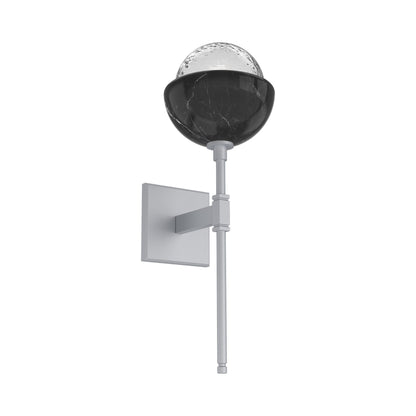 Cabochon Belvedere LED Wall Light in Classic Silver/Clear Blown Glass (Black Marble).