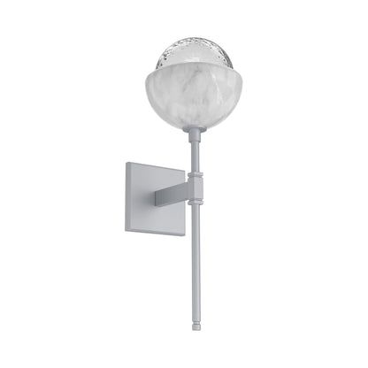 Cabochon Belvedere LED Wall Light in Classic Silver/Clear Blown Glass (White Marble).