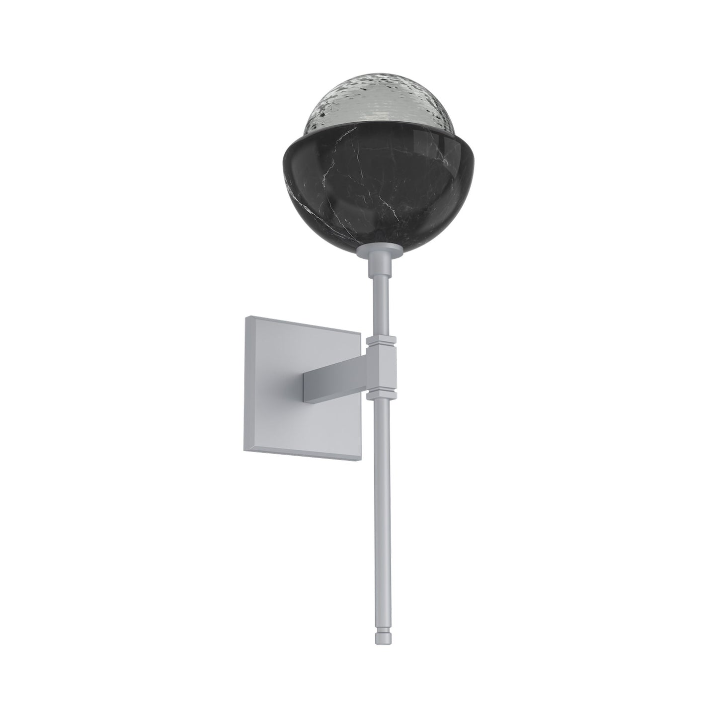 Cabochon Belvedere LED Wall Light in Classic Silver/Smoke Blown Glass (Black Marble).