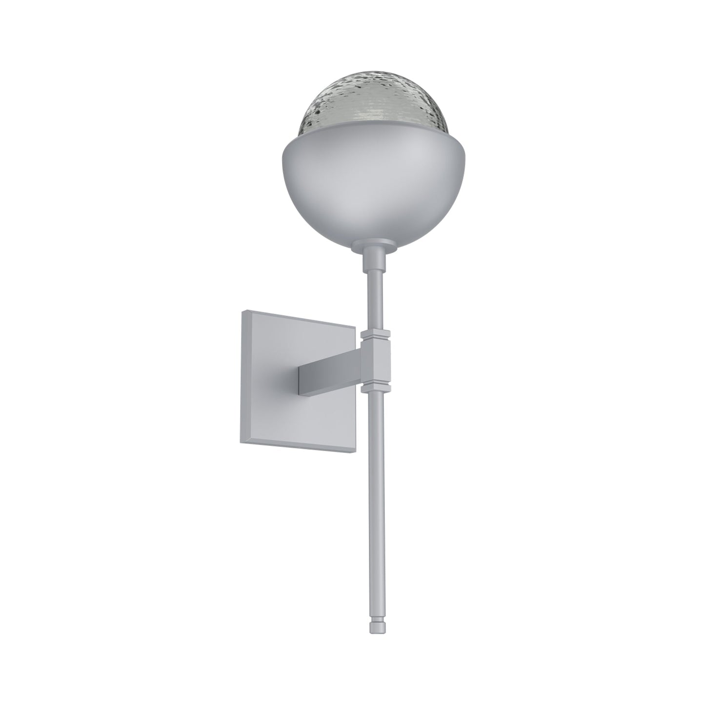 Cabochon Belvedere LED Wall Light in Classic Silver/Smoke Blown Glass (Matching Finish).