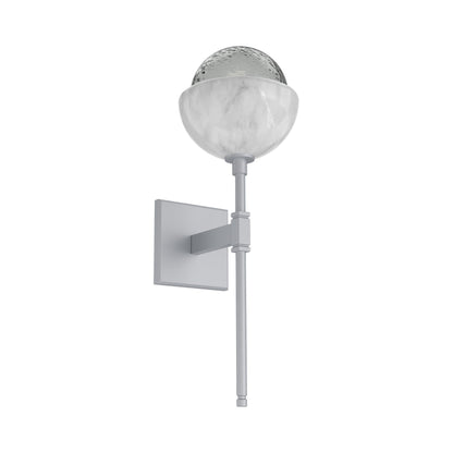 Cabochon Belvedere LED Wall Light in Classic Silver/Smoke Blown Glass (White Marble).
