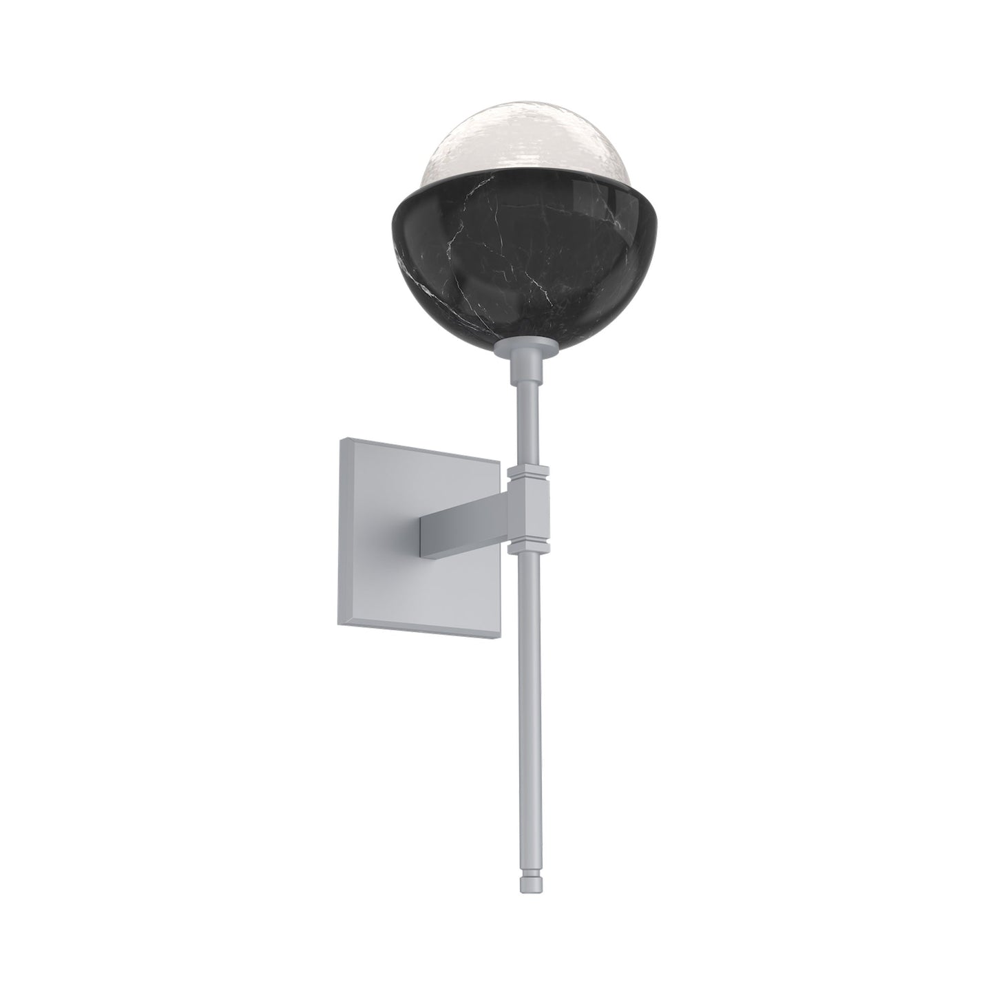 Cabochon Belvedere LED Wall Light in Classic Silver/White Blown Glass (Black Marble).