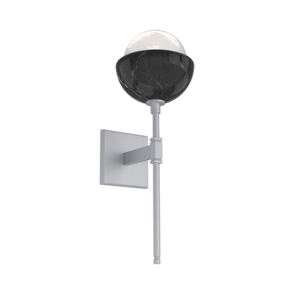 Cabochon Belvedere LED Wall Light in Classic Silver/White Blown Glass (Black Marble).