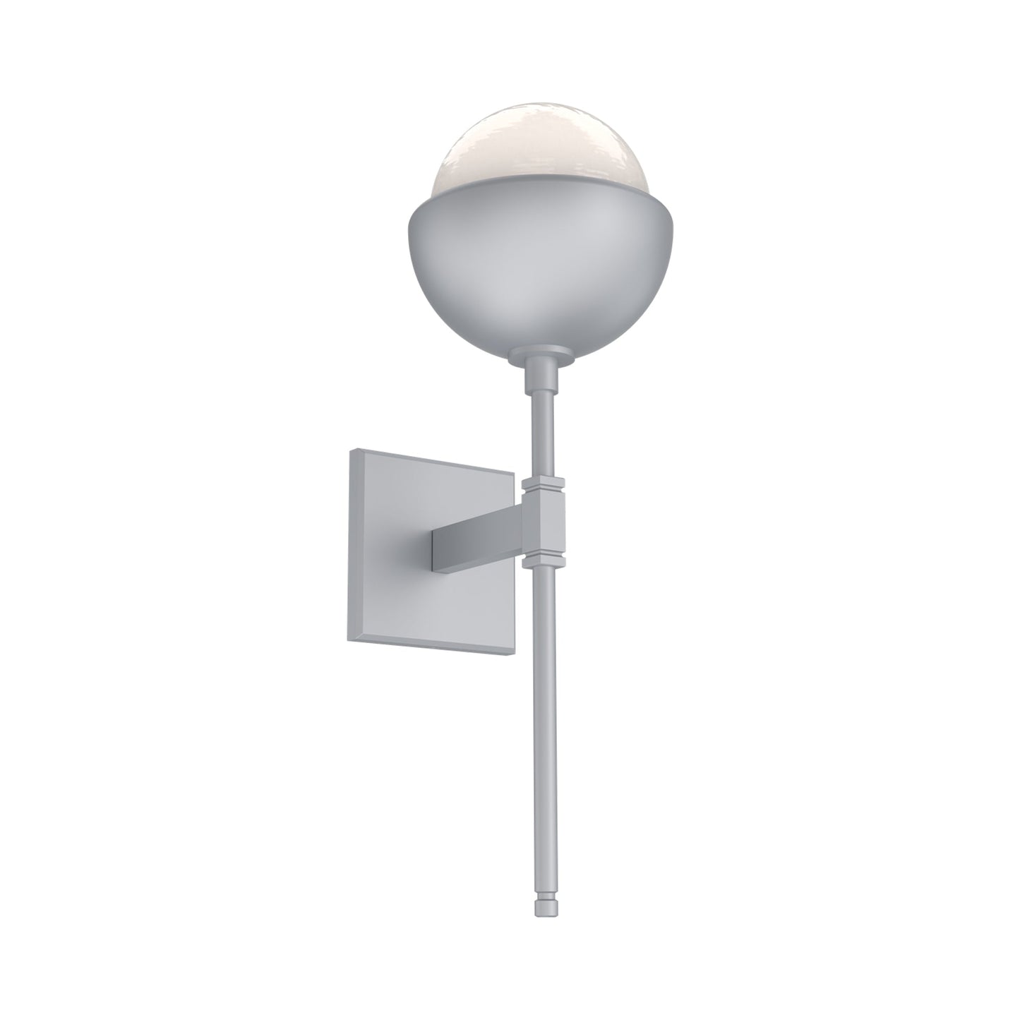 Cabochon Belvedere LED Wall Light in Classic Silver/White Blown Glass (Matching Finish).