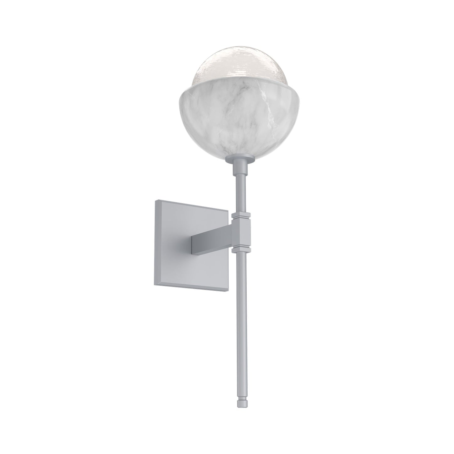 Cabochon Belvedere LED Wall Light in Classic Silver/White Blown Glass (White Marble).