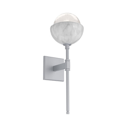 Cabochon Belvedere LED Wall Light in Classic Silver/White Blown Glass (White Marble).