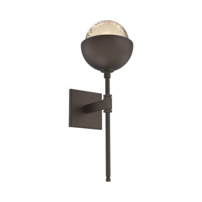 Cabochon Belvedere LED Wall Light in Flat Bronze/Amber Blown Glass (Matching Finish).