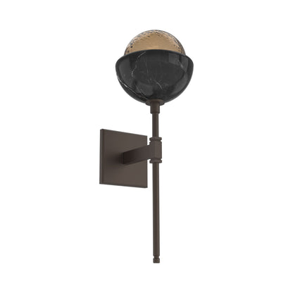 Cabochon Belvedere LED Wall Light in Flat Bronze/Bronze Blown Glass (Black Marble).