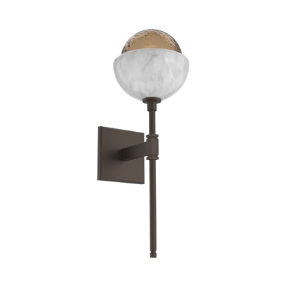 Cabochon Belvedere LED Wall Light in Flat Bronze/Bronze Blown Glass (White Marble).