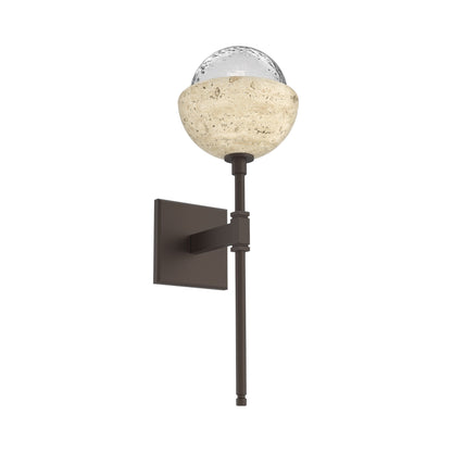 Cabochon Belvedere LED Wall Light in Flat Bronze/Clear Blown Glass (Travertine).