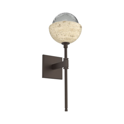 Cabochon Belvedere LED Wall Light in Flat Bronze/Smoke Blown Glass (Travertine).