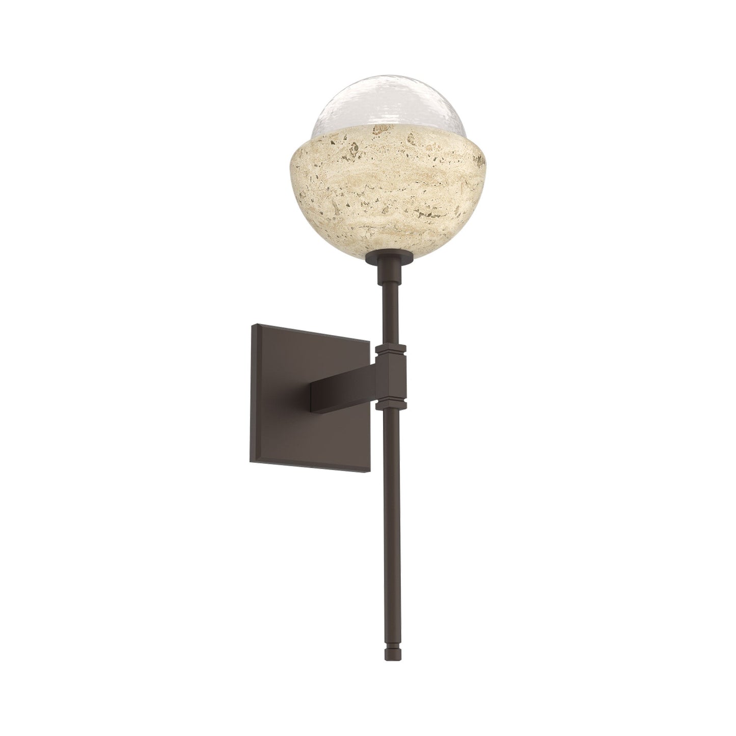 Cabochon Belvedere LED Wall Light in Flat Bronze/White Blown Glass (Travertine).
