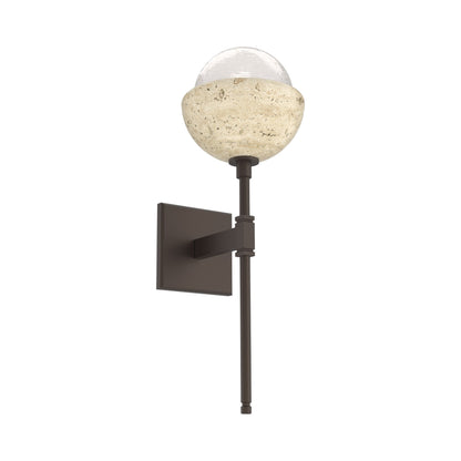 Cabochon Belvedere LED Wall Light in Flat Bronze/White Blown Glass (Travertine).