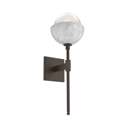 Cabochon Belvedere LED Wall Light in Flat Bronze/White Blown Glass (White Marble).