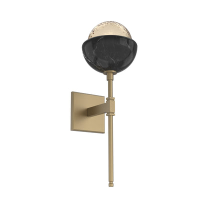 Cabochon Belvedere LED Wall Light in Gilded Brass/Amber Blown Glass (Black Marble).