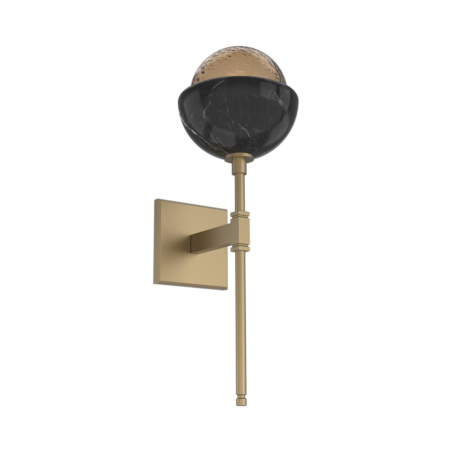 Cabochon Belvedere LED Wall Light in Gilded Brass/Bronze Blown Glass (Black Marble).