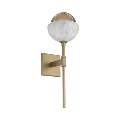 Cabochon Belvedere LED Wall Light in Gilded Brass/Bronze Blown Glass (White Marble).