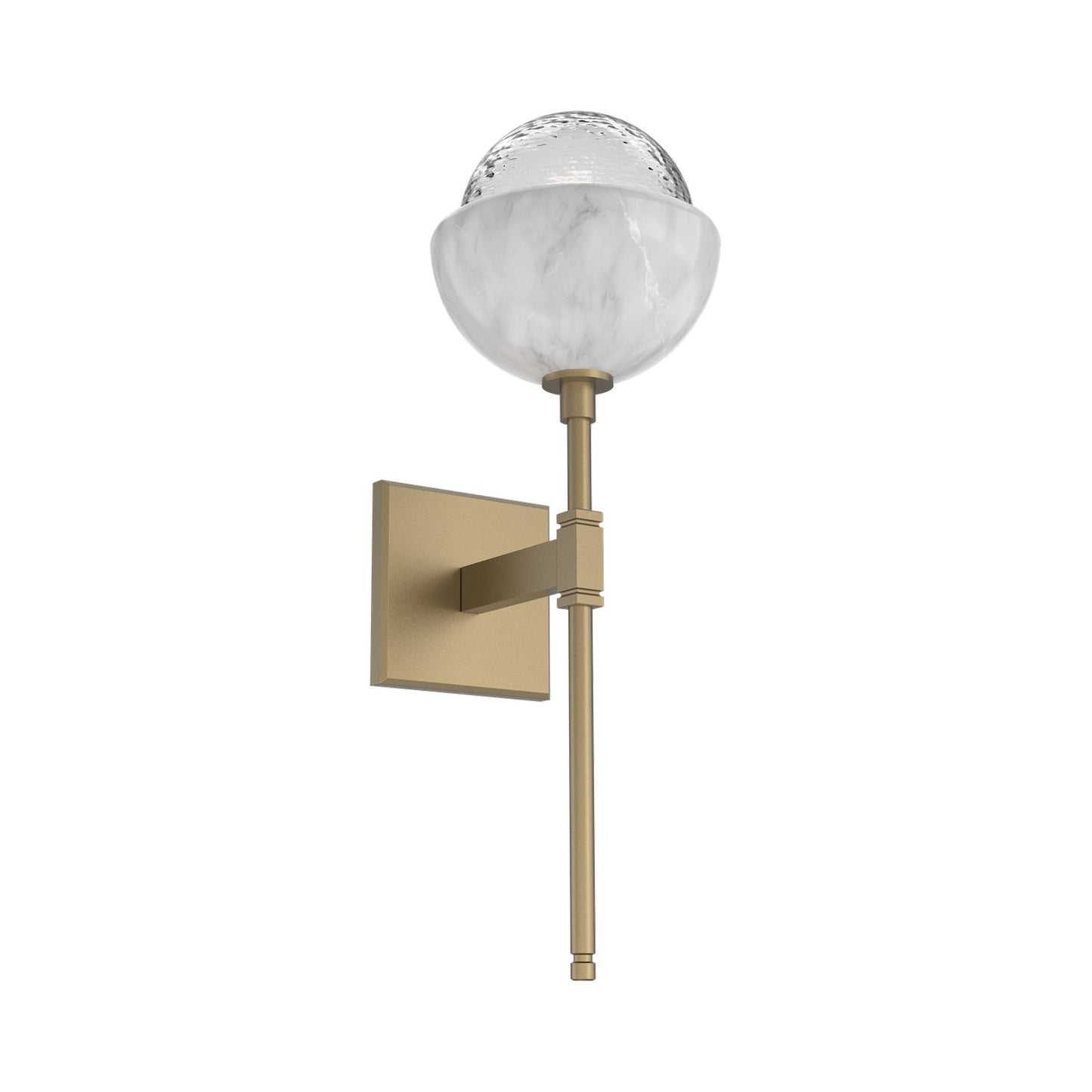 Cabochon Belvedere LED Wall Light in Gilded Brass/Clear Blown Glass (White Marble).