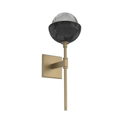 Cabochon Belvedere LED Wall Light in Gilded Brass/Smoke Blown Glass (Black Marble).