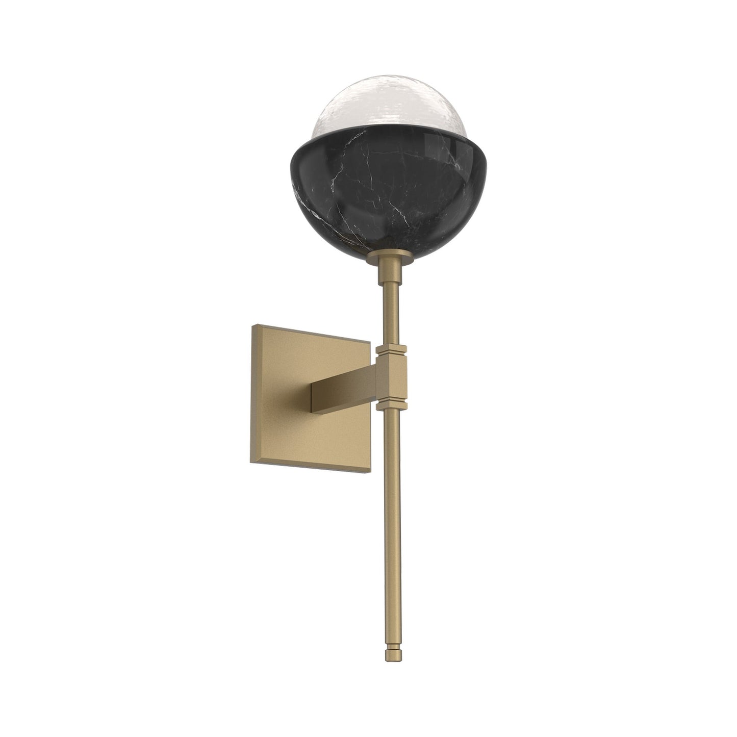 Cabochon Belvedere LED Wall Light in Gilded Brass/White Blown Glass (Black Marble).