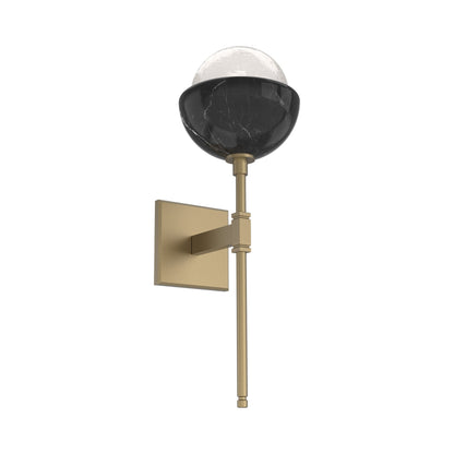 Cabochon Belvedere LED Wall Light in Gilded Brass/White Blown Glass (Black Marble).