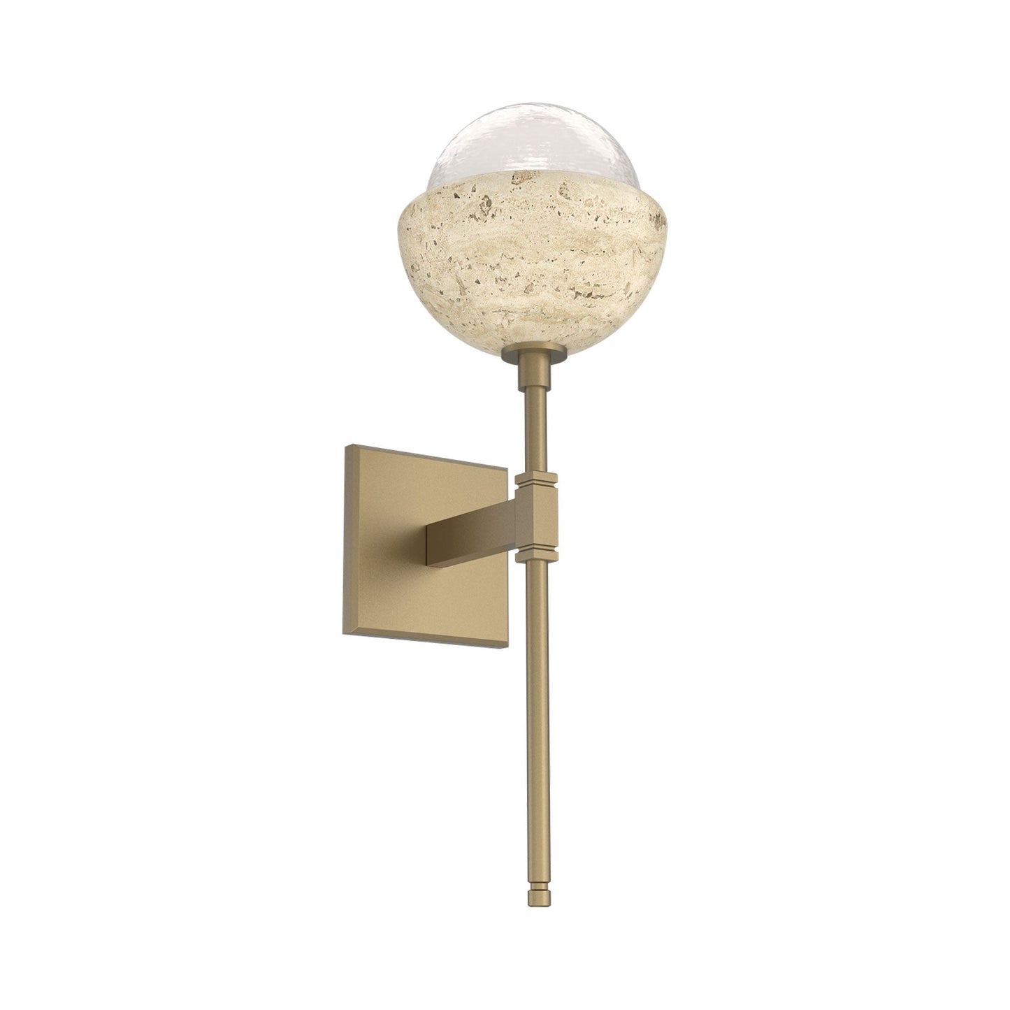 Cabochon Belvedere LED Wall Light in Gilded Brass/White Blown Glass (Travertine).