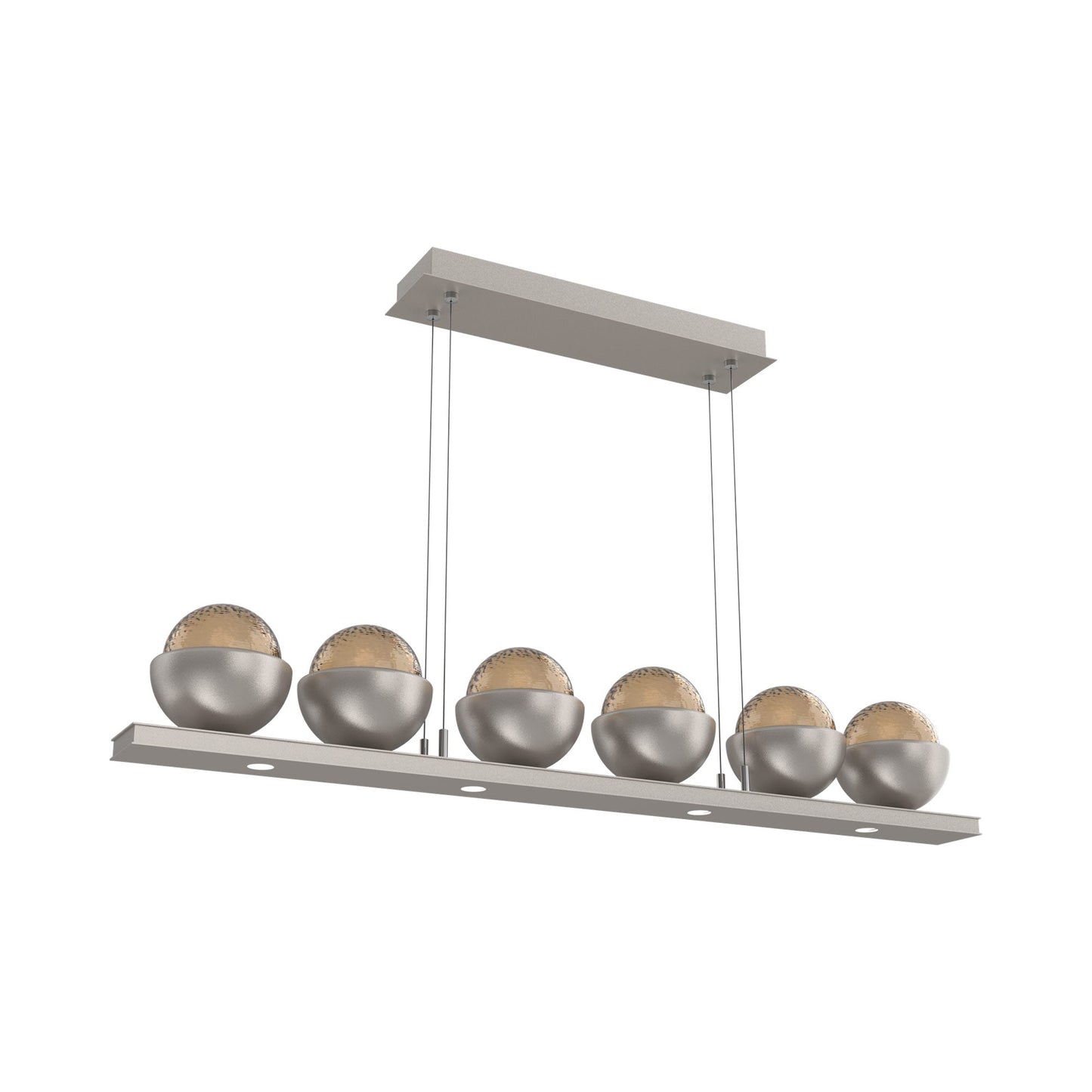 Cabochon Bronze Linear LED Chandelier in Beige Silver/Matching Finish (44-Inch).