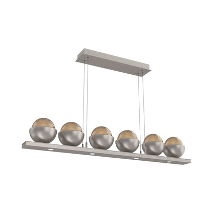 Cabochon Bronze Linear LED Chandelier in Beige Silver/Matching Finish (44-Inch).