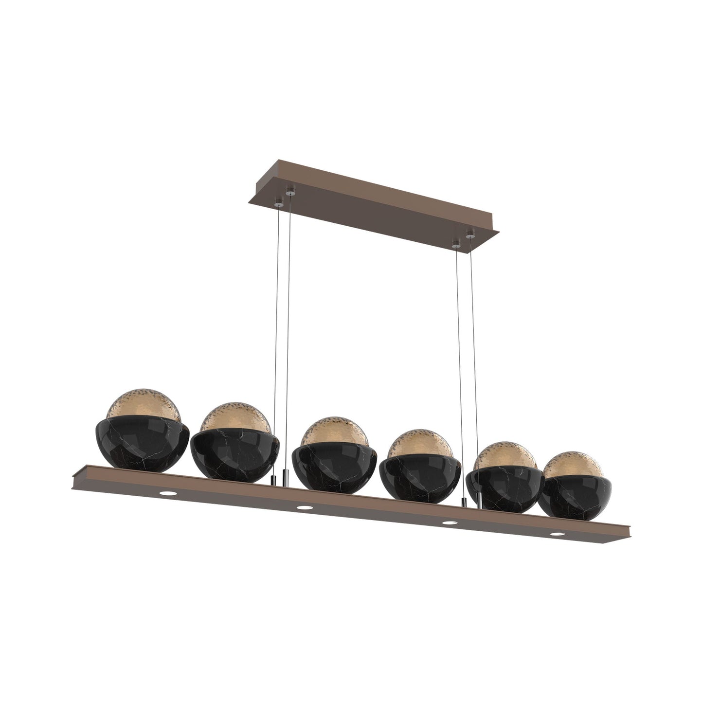 Cabochon Bronze Linear LED Chandelier in Burnished Bronze/Black Marble (44-Inch).