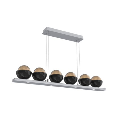 Cabochon Bronze Linear LED Chandelier in Classic Silver/Black Marble (44-Inch).