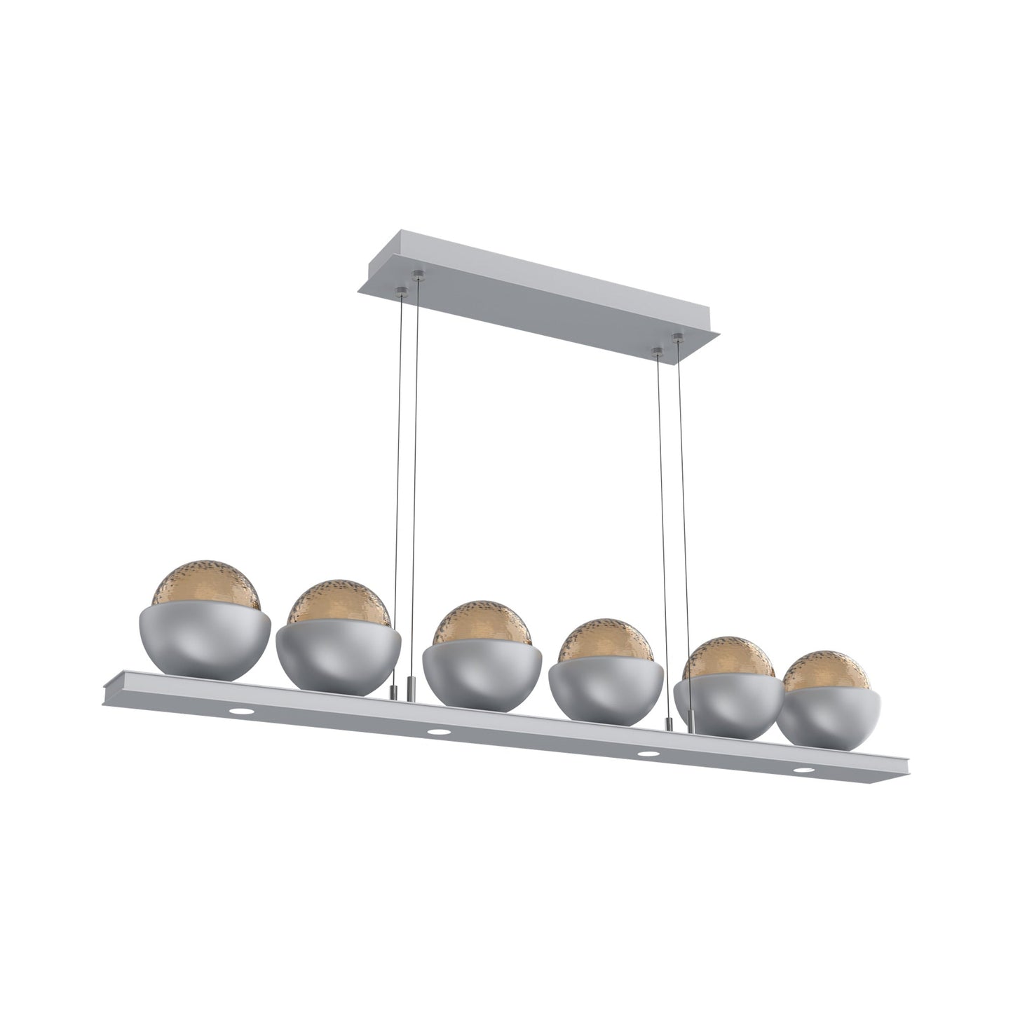 Cabochon Bronze Linear LED Chandelier in Classic Silver/Matching Finish (44-Inch).