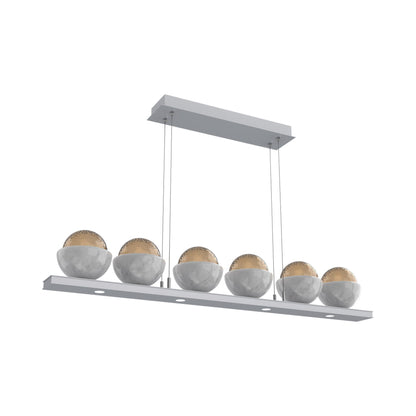 Cabochon Bronze Linear LED Chandelier in Classic Silver/White Marble (44-Inch).