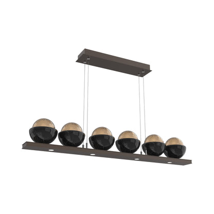 Cabochon Bronze Linear LED Chandelier in Flat Bronze/Black Marble (44-Inch).