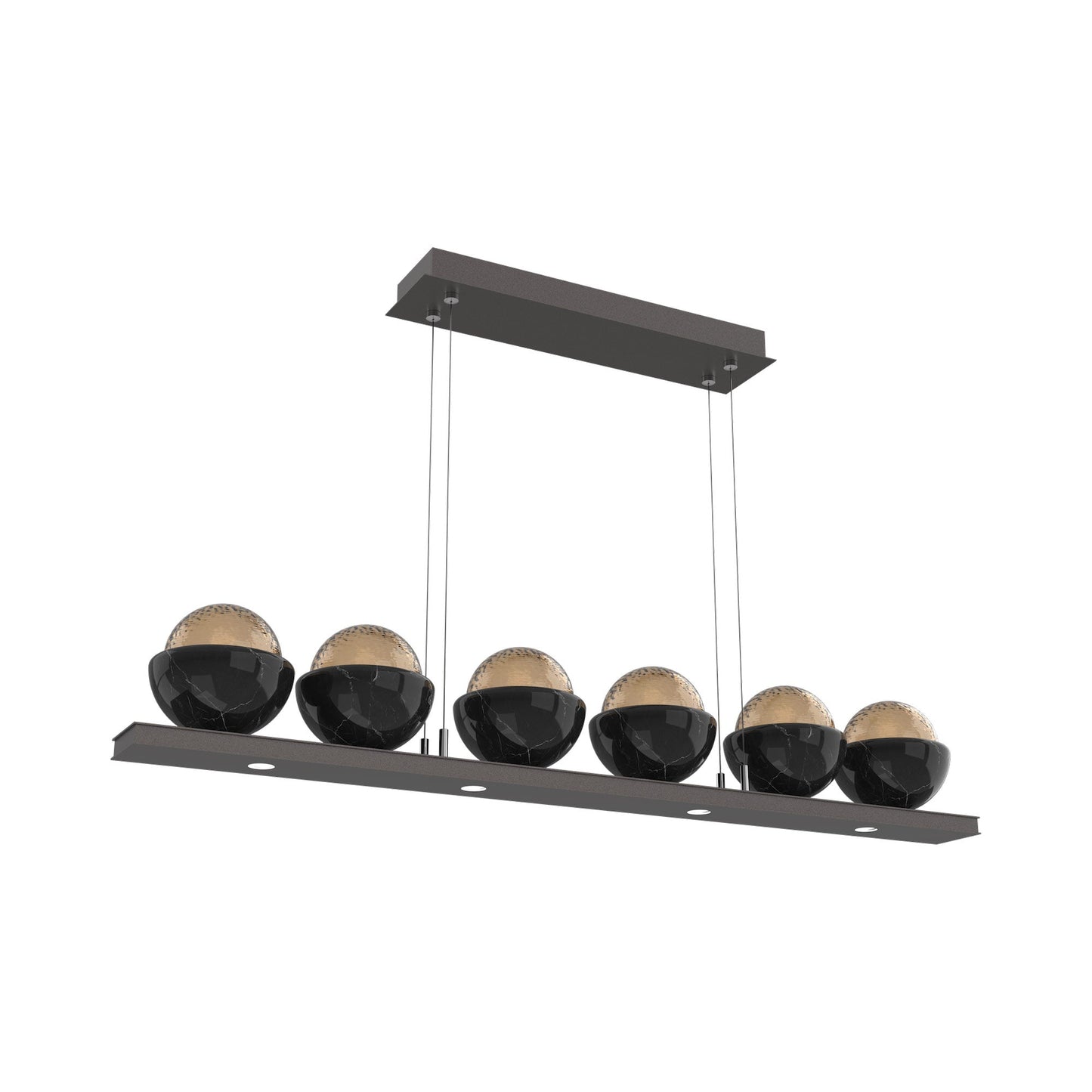 Cabochon Bronze Linear LED Chandelier in Graphite/Black Marble (44-Inch).