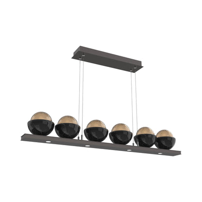 Cabochon Bronze Linear LED Chandelier in Graphite/Black Marble (44-Inch).