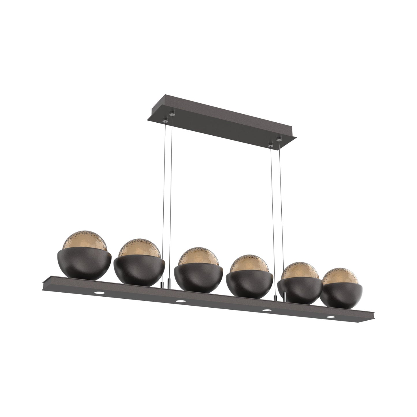 Cabochon Bronze Linear LED Chandelier in Graphite/Matching Finish (44-Inch).