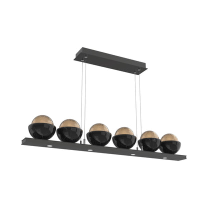 Cabochon Bronze Linear LED Chandelier in Matte Black/Black Marble (44-Inch).