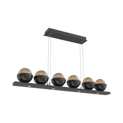 Cabochon Bronze Linear LED Chandelier in Matte Black/Matching Finish (44-Inch).