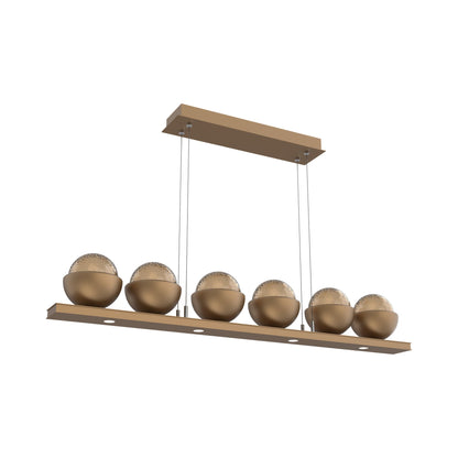 Cabochon Bronze Linear LED Chandelier in Novel Brass/Matching Finish (44-Inch).