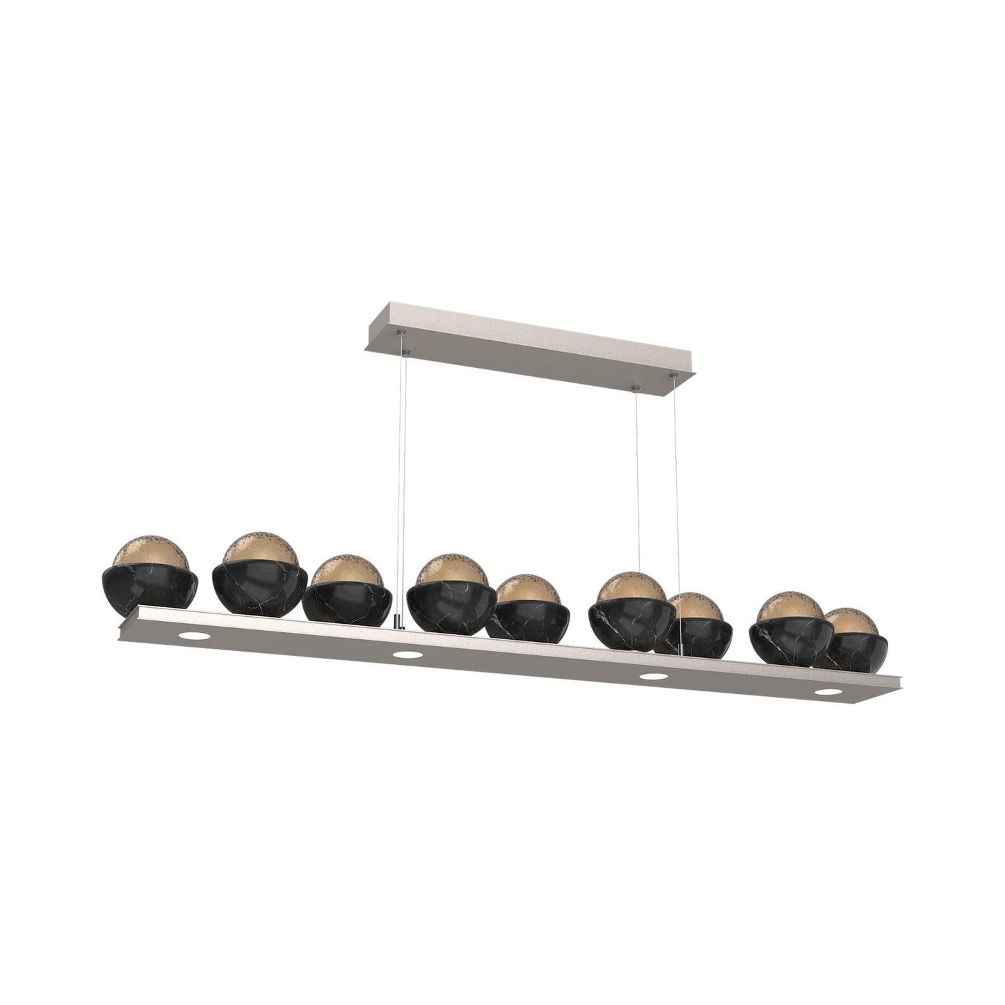 Cabochon Bronze Linear LED Chandelier in Beige Silver/Black Marble (58.8-Inch).