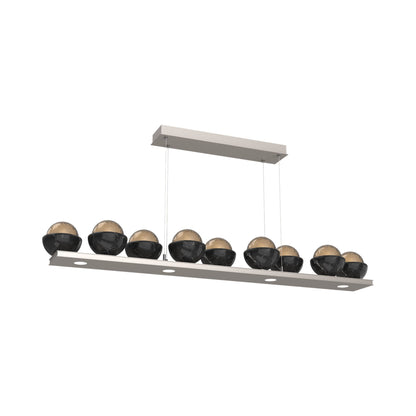 Cabochon Bronze Linear LED Chandelier in Beige Silver/Black Marble (58.8-Inch).
