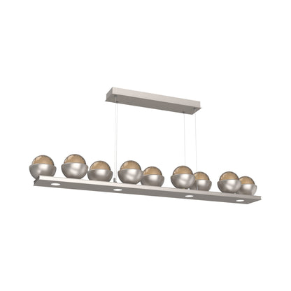 Cabochon Bronze Linear LED Chandelier in Beige Silver/Matching Finish (58.8-Inch).