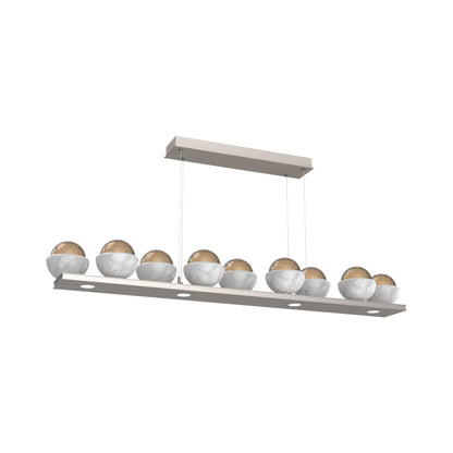 Cabochon Bronze Linear LED Chandelier in Beige Silver/White Marble (58.8-Inch).