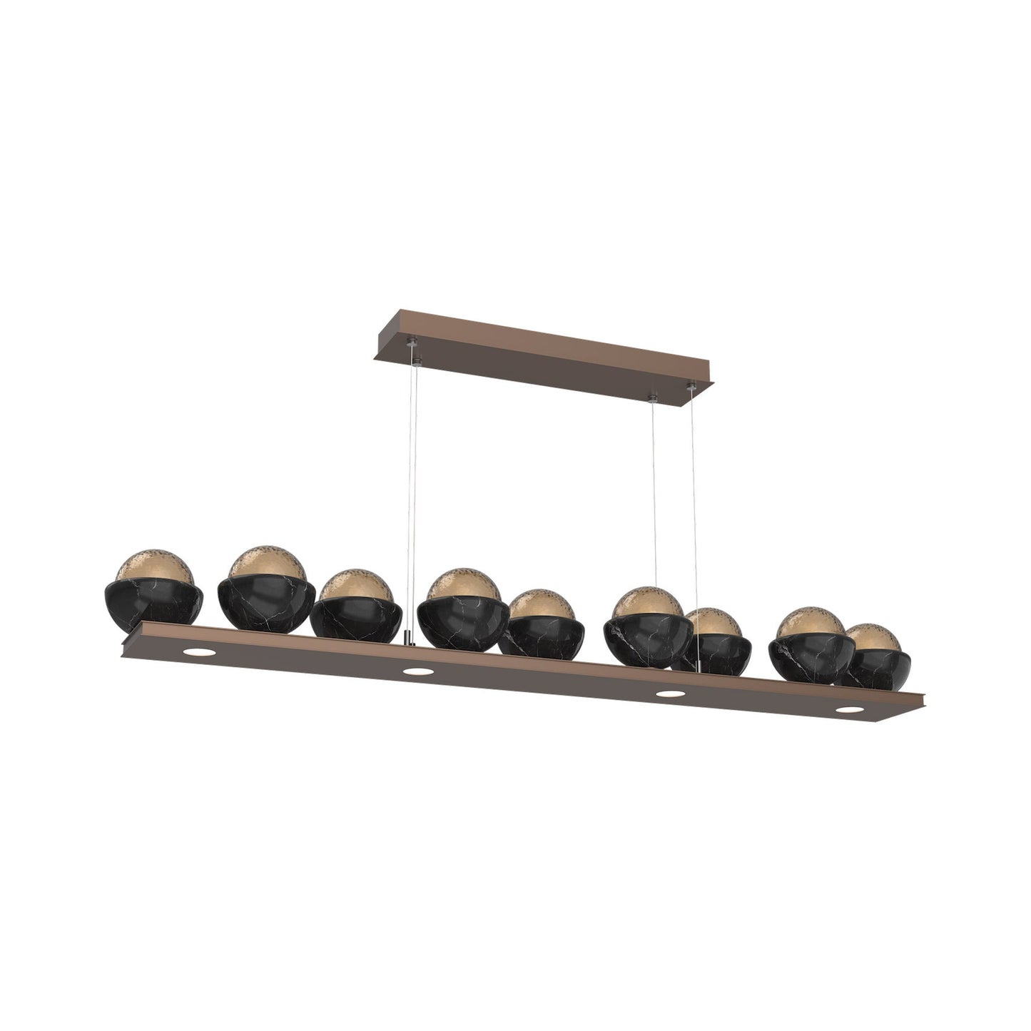 Cabochon Bronze Linear LED Chandelier in Burnished Bronze/Black Marble (58.8-Inch).